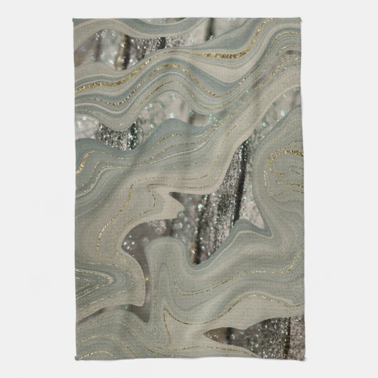 Liquid Marble Wave Glitter Glam 1 キッチンタオル (縦)