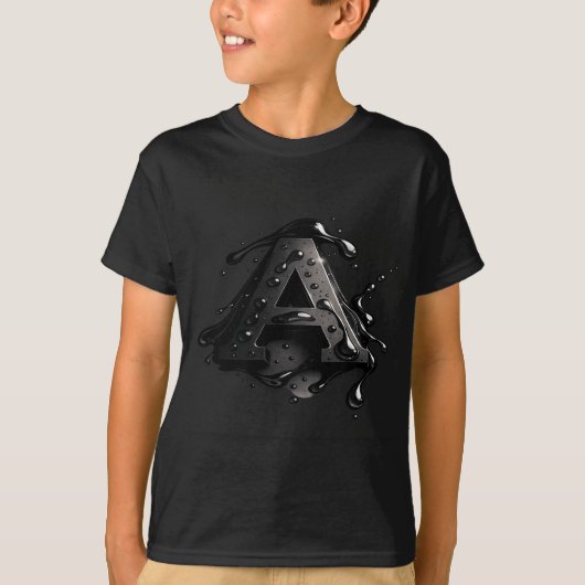 Liquid Metal Letter A Graphic T-Shirt Tシャツ (正面)