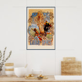 Liquid Space 1970s era Surf Illustration Poster ポスター (キッチン)