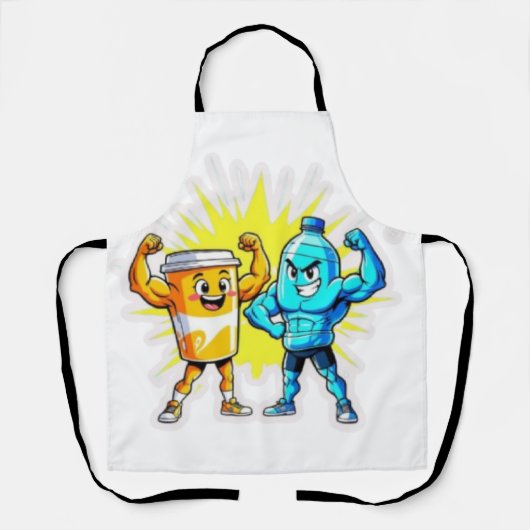 Liquid Strength – Funny Juice & Water Muscle Desig エプロン (正面)