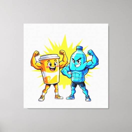 Liquid Strength – Funny Juice & Water Muscle Desig キャンバスプリント (正面)