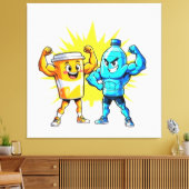 Liquid Strength – Funny Juice & Water Muscle Desig キャンバスプリント (インサイチュ (リビング))