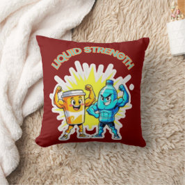 Liquid Strength – Funny Juice & Water Muscle Desig クッション