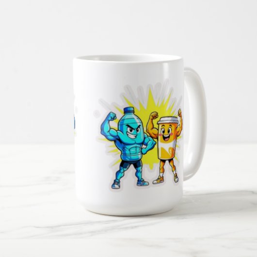 Liquid Strength – Funny Juice & Water Muscle Desig コーヒーマグカップ (正面右)