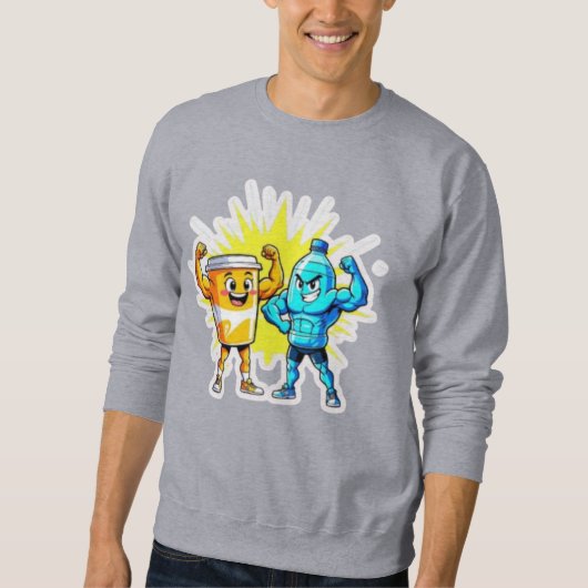 Liquid Strength – Funny Juice & Water Muscle Desig スウェットシャツ (正面)