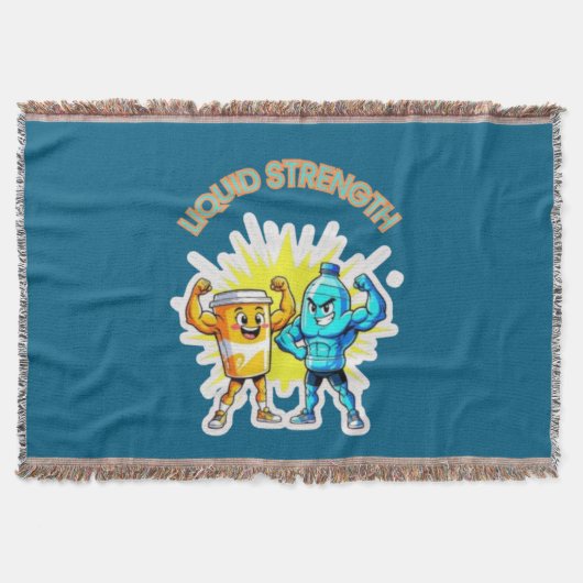 Liquid Strength – Funny Juice & Water Muscle Desig スローブランケット (正面)