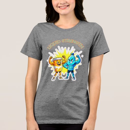 Liquid Strength – Funny Juice & Water Muscle Desig トライブレンドＴシャツ (正面)