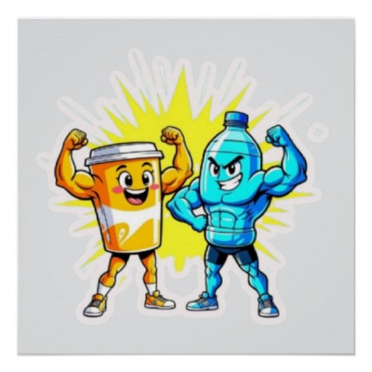 Liquid Strength – Funny Juice & Water Muscle Desig ポスター (正面)