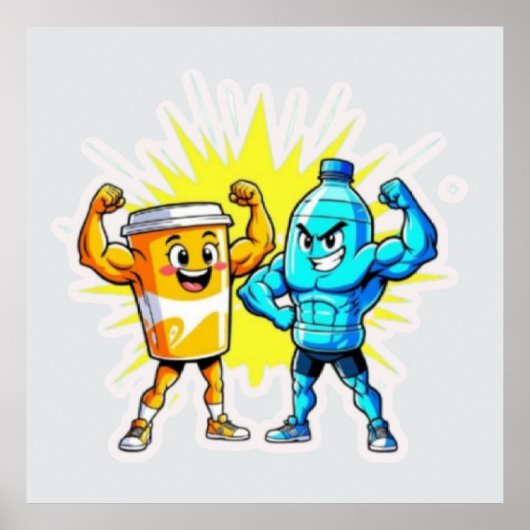 Liquid Strength – Funny Juice & Water Muscle Desig ポスター (正面)