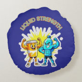 Liquid Strength – Funny Juice & Water Muscle Desig ラウンドクッション (裏面)