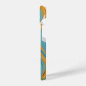 Liquid Swirl Ochre Blue Trippy Pattern iPhoneケース (左側面)