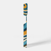 Liquid Swirl Ochre Blue Trippy Pattern iPhoneケース (右側面)