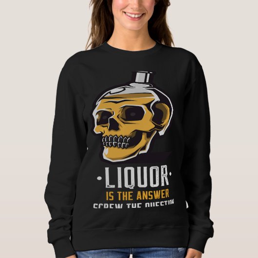 Liquor is the Answer Skull Graphic スウェットシャツ (正面)