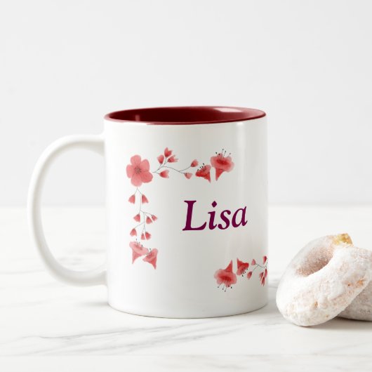 Lisa 名入りマグカップ - 名前入り オーダーメイド コーヒー カップ (ドーナツ)