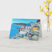 Lisa Lorenzによるサントリーニのグリーティングカードの色 カード (黄色い花)