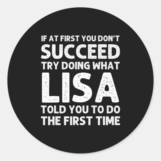 Lisa Name D Birthday Funny Christmas Jo  ラウンドシール (正面)