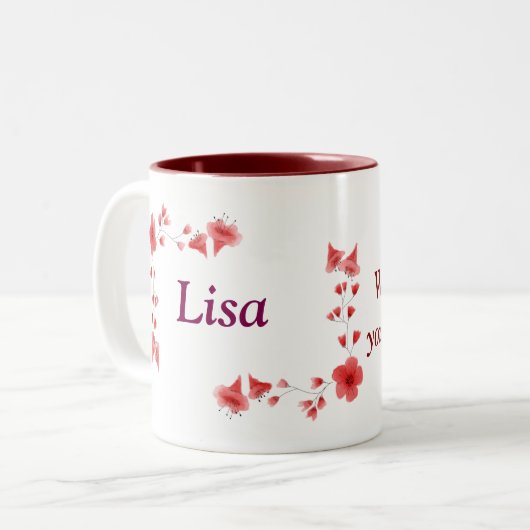 Lisa name Mug – Custom Coffee Cup with An ツートーンマグカップ (正面左)
