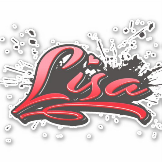 Lisa red Heart Graffiti Aufkleber Sticker シール (正面)