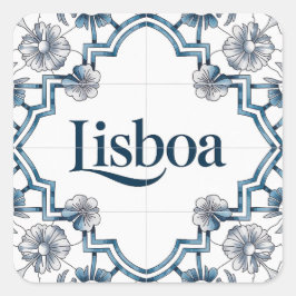 Lisboa Azulejo Tile Sticker – Blue Portuguese Cera スクエアシール