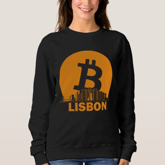 Lisbon Bitcoin Maximalist  Bitcoin Lisbon Skyline スウェットシャツ (正面)