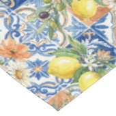 Lisbon Blue Lemon Tile Citrus Home Decor テーブルクロス (アングル)