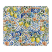 Lisbon Blue Lemon Tile Citrus Kitchen Decor カッティングボード (正面)