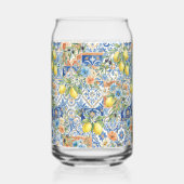 Lisbon Blue Lemon Tile Citrus Kitchen Decor ガラス缶 (正面)