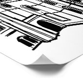 Lisbon Cityscape Art Print - Minimalist Black and ポスター (角)