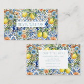 Lisbon Elegant Mediterranean Lemon Tile Pattern 名刺 (正面/裏面)