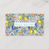 Lisbon Elegant Mediterranean Lemon Tile Pattern 名刺 (正面)