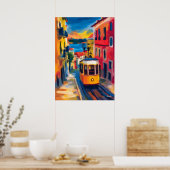 Lisbon Fauvist Cityscape, Alfama Colorful Portugal ポスター (キッチン)