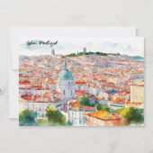 Lisbon Portgual Watercolor Panorama View City カード (正面)