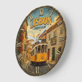 Lisbon Portugal ラージ壁時計 (傾斜)