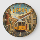 Lisbon Portugal ラージ壁時計 (正面)