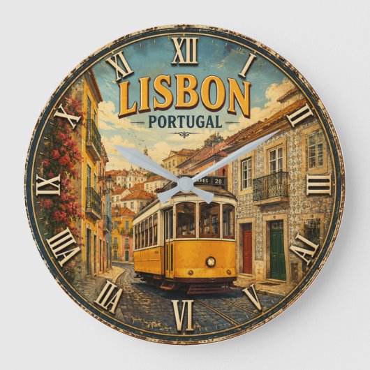 Lisbon Portugal ラージ壁時計 (正面)