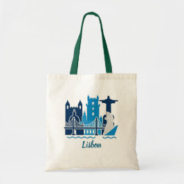Lisbon Portugal City Skyline Tote Bag – Minimal Tr トートバッグ