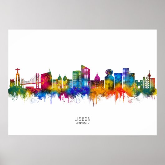 Lisbon Portugal Skyline ポスター (正面)