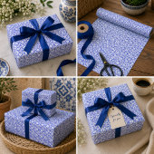 Lisbon Royale Classic Blue and White Geometric ラッピングペーパー