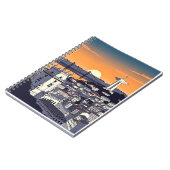 Lisbon Sunset Illustration Notebook – Retro Portug ノートブック (左側)