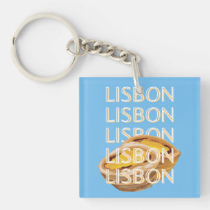 Lisbon Travel Art，ブルー，ポルトガル キーホルダー
