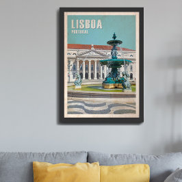 Lisbon Travel Poster D. Maria II Theater，ポルトガル フォトプリント