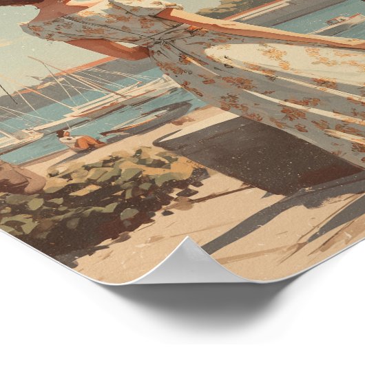 Lisbon vintage 50s ポスター (角)