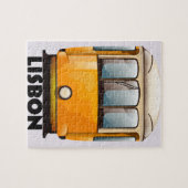 Lisbon yellow Tram travel poster ジグソーパズル (横)