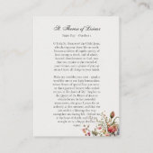 LiseuxカトリックのカードのSt.Thereseへの祈りの言葉 プレイスカード (裏面)