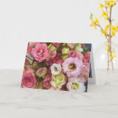 Lisianthusのピンクの花 カード (黄色い花)