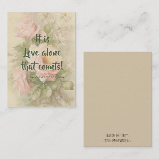 Lisieuxの引用文のバラの神聖なカードのSt.テレーズ 名刺 (正面/裏面)