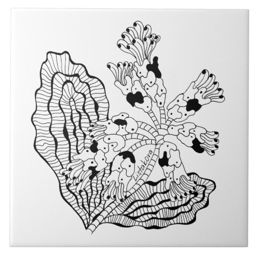 Listakoraの花陶磁器のTrivet/タイル タイル (正面)