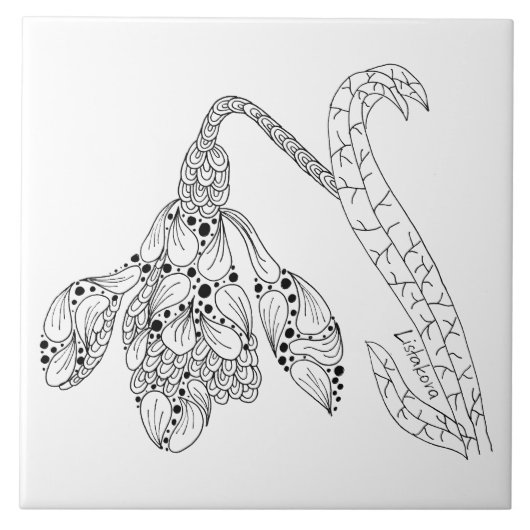 Listakoraの花陶磁器のTrivet/タイル タイル (正面)