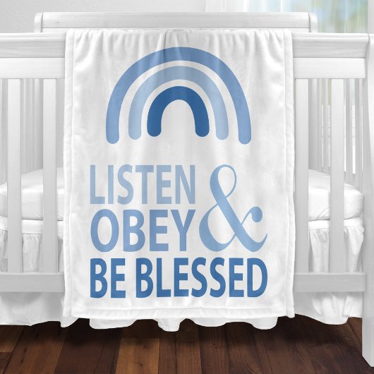 Listen Obey and Be Blessed  フリースブランケット
