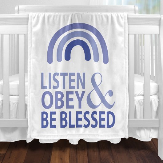Listen Obey and Be Blessed  フリースブランケット